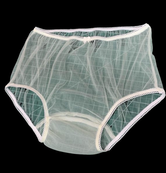 Sheer Nylon Chiffon knicker with double nylon gusset Full Cover Granny Panties
