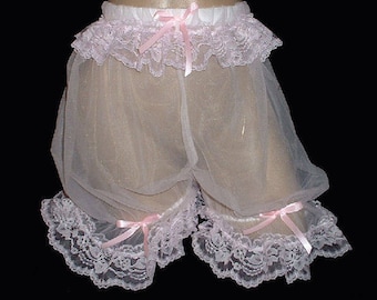 Sheer NYLON CHIFFON Pantaloon Panties w/ Lace
