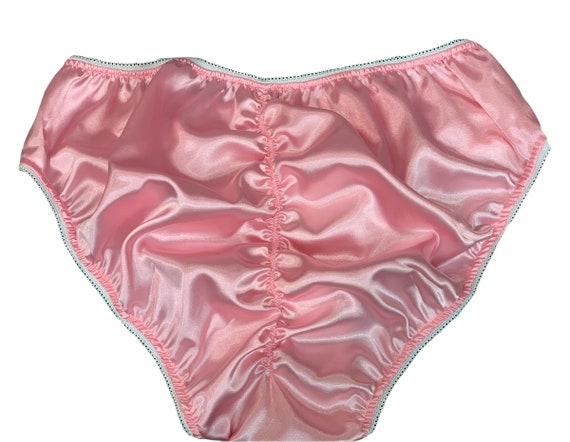 Candy Pink Adult Sissy High Leg Beautiful Rushed Back Charmeuse satin panties