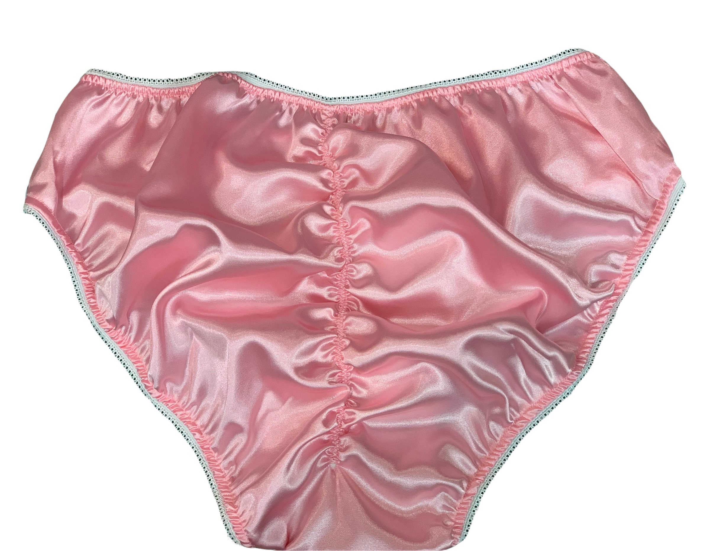 Candy Pink Adult Sissy High Leg Beautiful Rushed Back Charmeuse Satin  Panties -  Norway