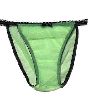 Apple green Nylon Chiffon String Tanga Panties