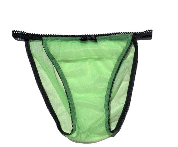 Apple green Nylon Chiffon String Tanga Panties