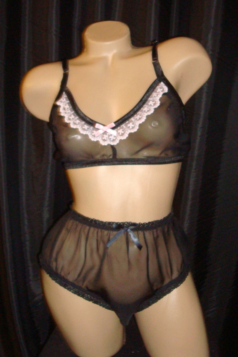 Adult sissy Bra & Granny Panties Set in Chiffon specially made for men - custom made for you 