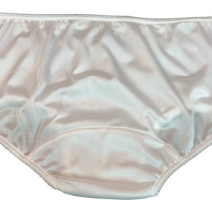 WHITE Nylon Tricot Brief Panties with Large Mushroom Double Gusset