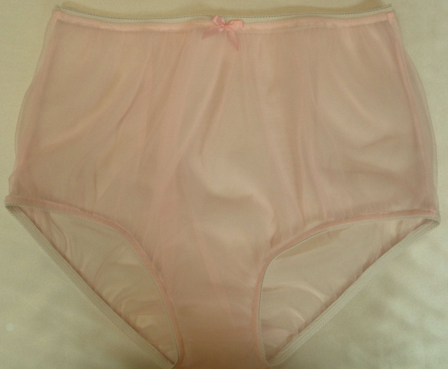 Adult Sissy Pink Sheer Nylon Chiffon Full Cover Granny Panties