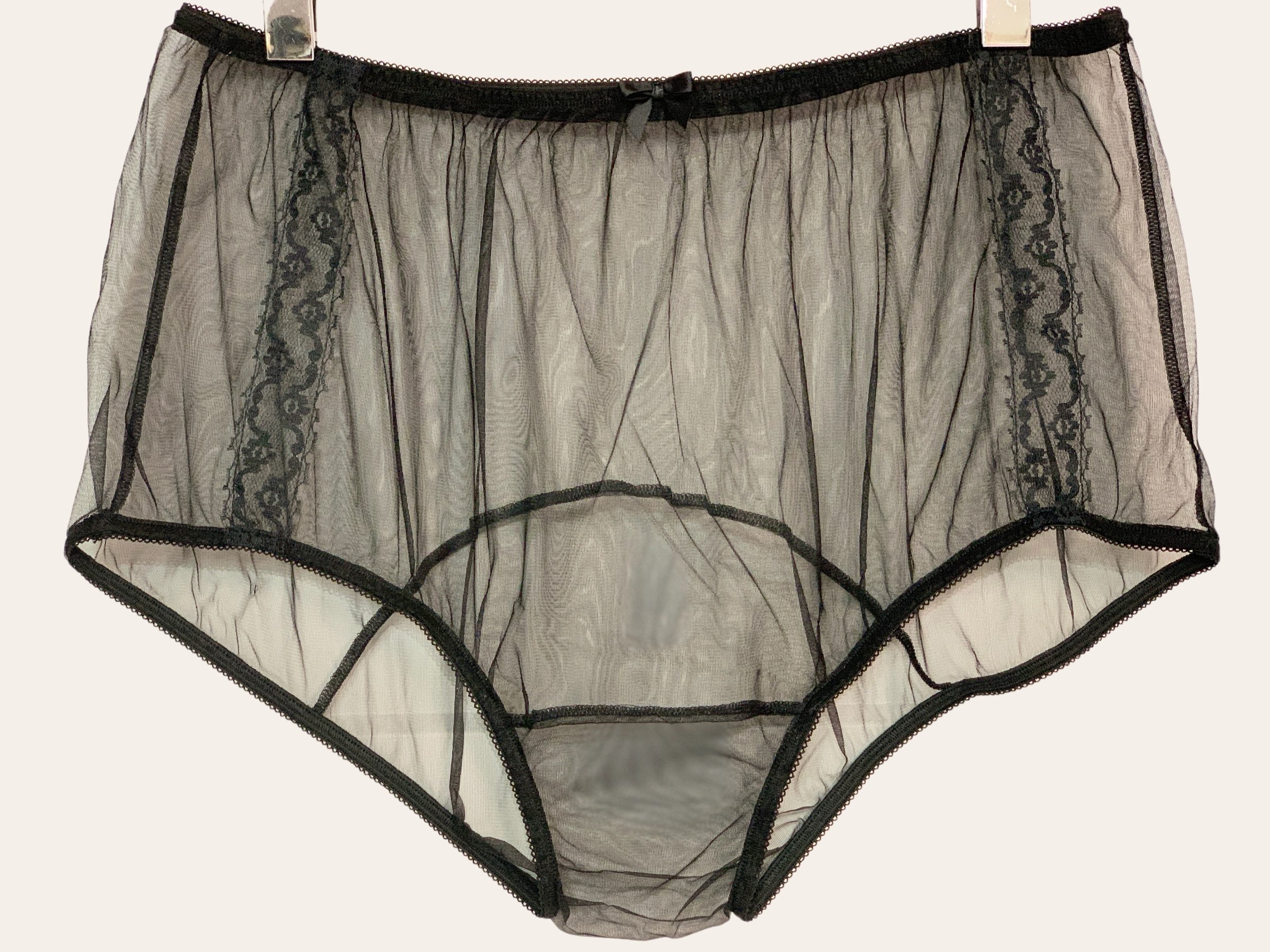 Buy Vintage Style Sheer Nylon Contrast Gusset Panties Online in India 