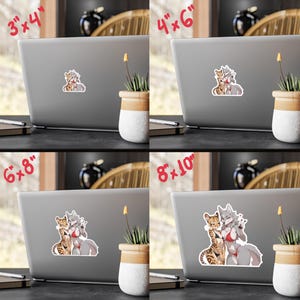 Adesivo sexy Furry Duo / Ragazza gatto lupo e leopardo in bikini - Waifus da spiaggia, migliori amiche canine e feline, mature immagine 7