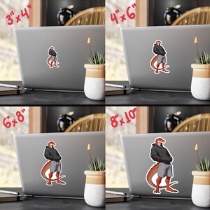 Pegatina de raptor antropomórfico - Peludo escamoso con sudadera informal imagen 7