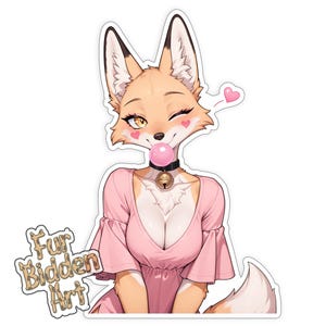 Fox Girl Vinyl Sticker, Fox Furry, Anthro, Anime Animal Girl, Aesthetic, Anthropomorphic, Fursona, Bubblegum Bubble