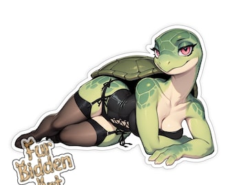 Pinup Turtle Vinyl Sticker, Anthro, Furry, Anime Animal Girl, Monster Waifu, Aesthetic sticker, Anthropomorphic, Fursona sticker, Hot Girl