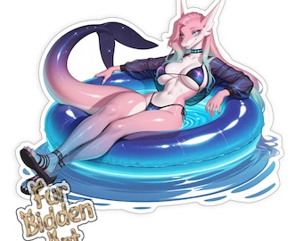 Pastel Shark Fursona Sticker - Summer Chill Anime Vinyl Decal, Shark Furry