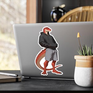 Pegatina de raptor antropomórfico - Peludo escamoso con sudadera informal imagen 4