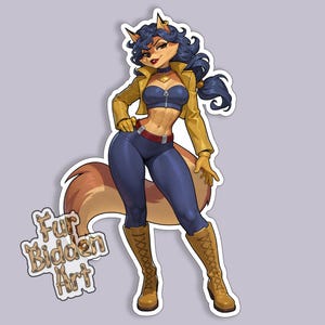 Fox Vinyl Sticker, Foxy Anthro, Furry, Animal Girl, Aesthetic sticker, Anthropomorphic, Fursona sticker, Cartoon Fox, Furry Waifu