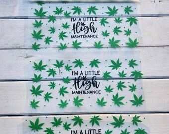 High Maintance 16oz UVDTF Cup wrap, Ready to apply, High Quality, Libbey Cup Wraps, Coquette UV DTF, Transfer, Glass Can Wraps, Waterproof