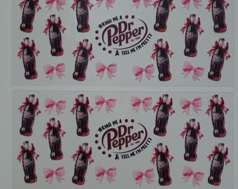Soda Dr Pep 16oz UVDTF Cup wrap, Ready to apply, High Quality, Libbey Cup Wraps, Coquette UV DTF, Transfer, Glass Can Wraps, Waterproof