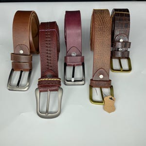 Leather Belt in Multiple Colors & Designs | Full-Grain Leather Belt | Men, Women | Handmade Leather Belt with Nickle Buckle | Classic