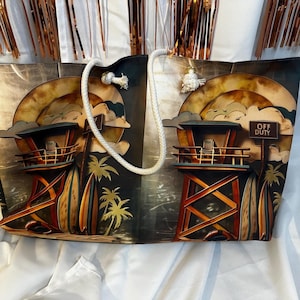 Sturdy Beach Tote, Reusable Shoulder Bag, High Tide Beach Tote, Beach please Bag, Summer Carry all, Towel Bag,  Rope Handles