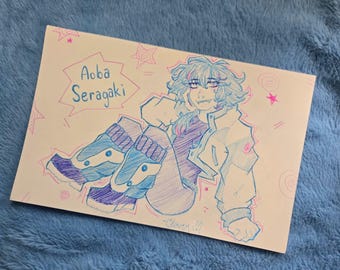 OOAK 8.5×5.5 inch Aoba Seragaki Pen Ink Prints Dramatical Murder