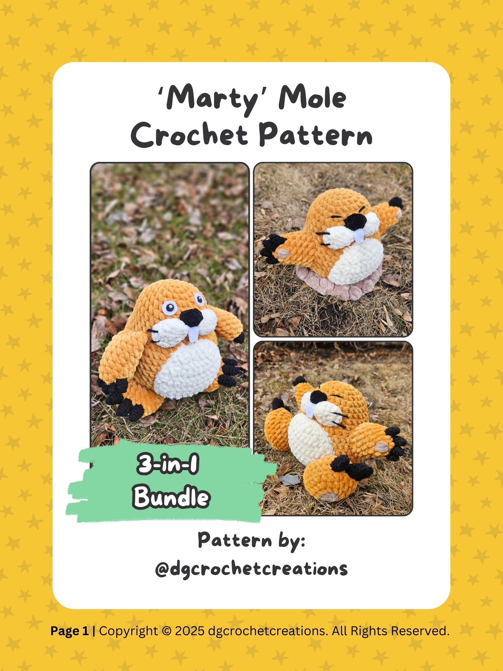 Mole Plushie 'marty Mole', Amigurumi Crochet Pattern PDF File