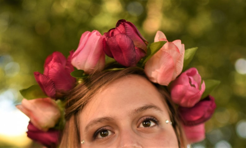 Pink Tulips Flower Crown