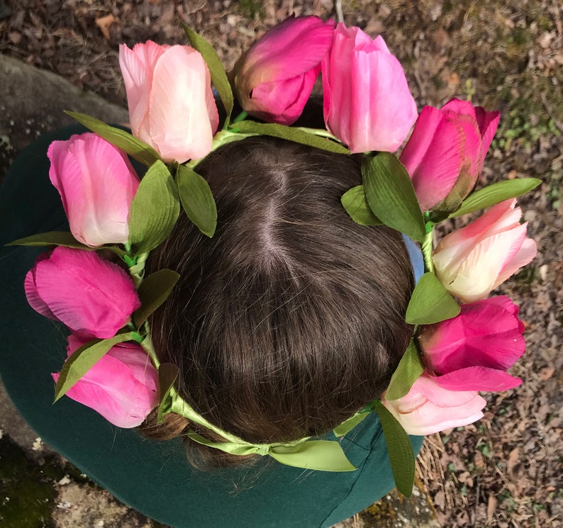 Pink Tulips Flower Crown