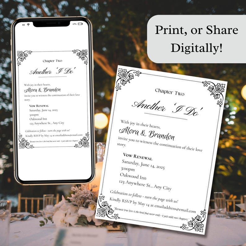 Chapter Two Vow Renewal Invitation, Editable Canva Wedding Anniversary ...