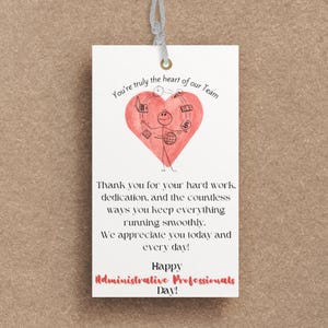 Étiquette-cadeau Bonne fête professionnelle administrative, carte imprimable pour le personnel administratif, étiquette de cadeau de cadeau numérique pour la secrétaire réceptionniste