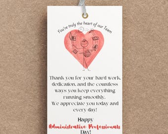 Happy Administrative Professional Day Gift Tag, Printable Card for Admin Staff, Digital Favour Treat Coffee Label for Secretary Receptionist