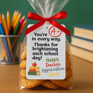 Geschenkanhänger für die Woche der Lehrer Wertschätzung, Dankeskarte von Studenten, Personal oder Schulleiter, Grundschule oder Oberstufe, Etikett für Kekse für süße Leckereien