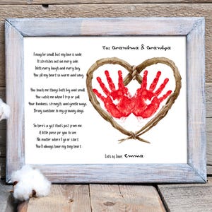 Impronta di mano e cuore, lavoretto da bambino a nonna, nonno, mamma, papà, ricordo d'arte stampabile da bambino, neonato, regalo fai da te con poesia