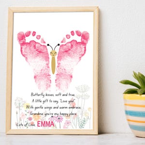 Impronta del piede della mano per nonna, tata, mimi, tata, ricordo di compleanno stampabile per bambini, regalo fai da te per bambini con poesia