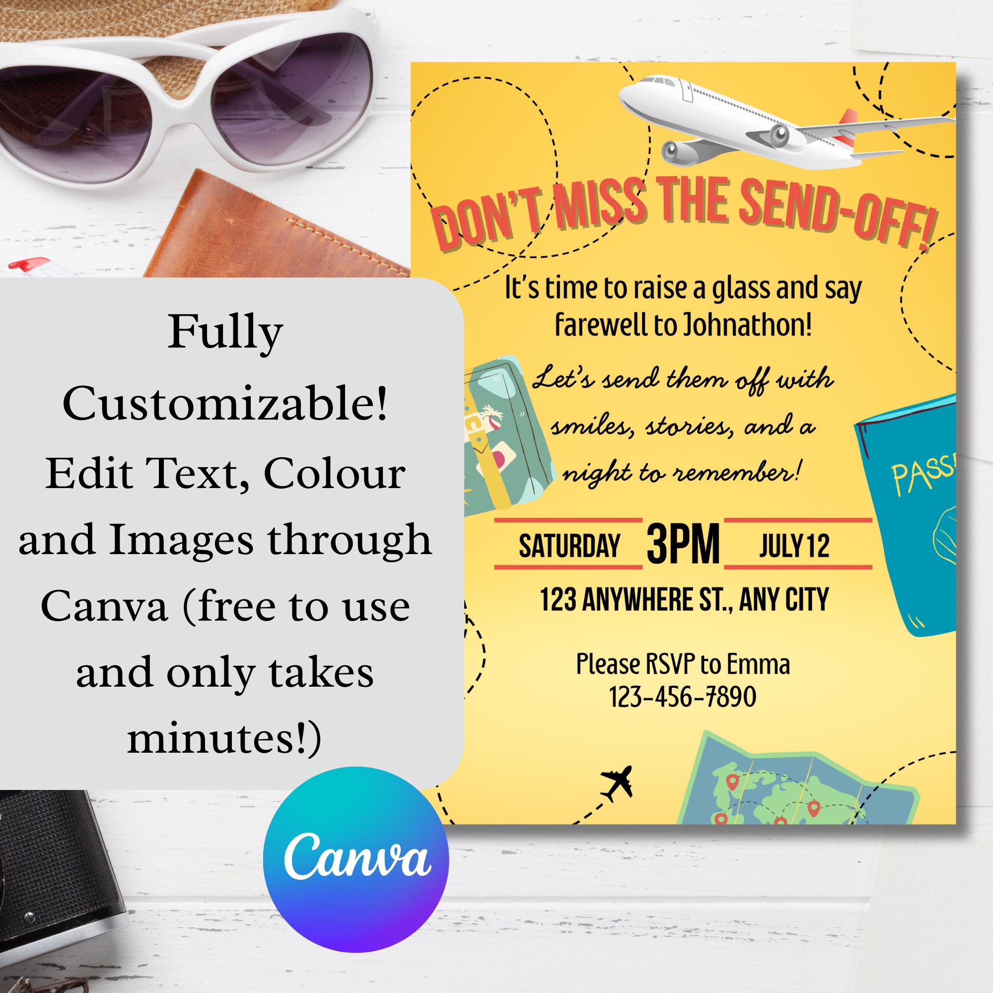 Sample Send Off Word Farewell Party Invitation, Digital and Printable Send off Invite, Going ...