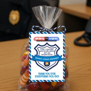 Étiquettes-cadeaux de la Semaine nationale des officiers de police, carte de remerciement, remerciement, distinction, étiquette de biscuit ou de gâterie, cadeau de départ en retraite