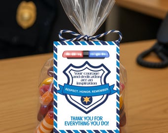 National Police Officer Week Gift Tags, Appreciation Card, Thank You, Recognition, Cookie or Sweet Treat Label, Retirement Party Favour