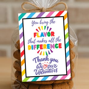 Étiquette-cadeau de remerciement aux bénévoles, étiquette imprimable de remerciement pour biscuits de remerciement, carte d'abri de bienfaisance pour salle de classe et hôpital, semaine de l'action bénévole