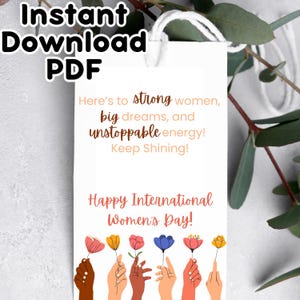 Afdrukbaar vrouwendagcadeaulabel, cadeau internationale vrouwendag, vrouwendagkaart, vrouwendagkoekje, label voor bedankjes, gelukkige vrouwendag
