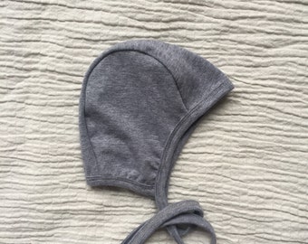 Gray baby pilot hat, baby boy hat, girl hat, hearing aid hat, Emmifaye hat, hat with ties, toddler hat, spring hat, baby gift, baby cap,