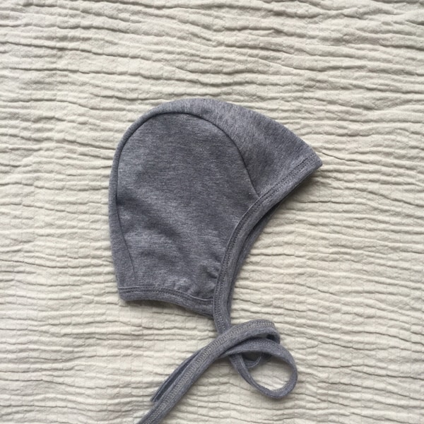 Gray baby pilot hat, baby boy hat, girl hat, hearing aid hat, Emmifaye hat, hat with ties, toddler hat, spring hat, baby gift, baby cap,