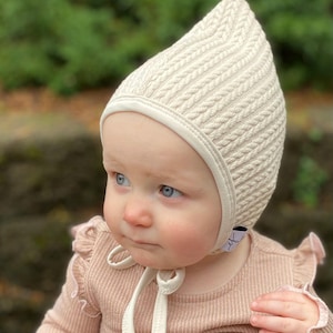 Baby Pixie Ivory Gnome Hat, Elf Hat, Baby Sweater Knit Hat, Cap