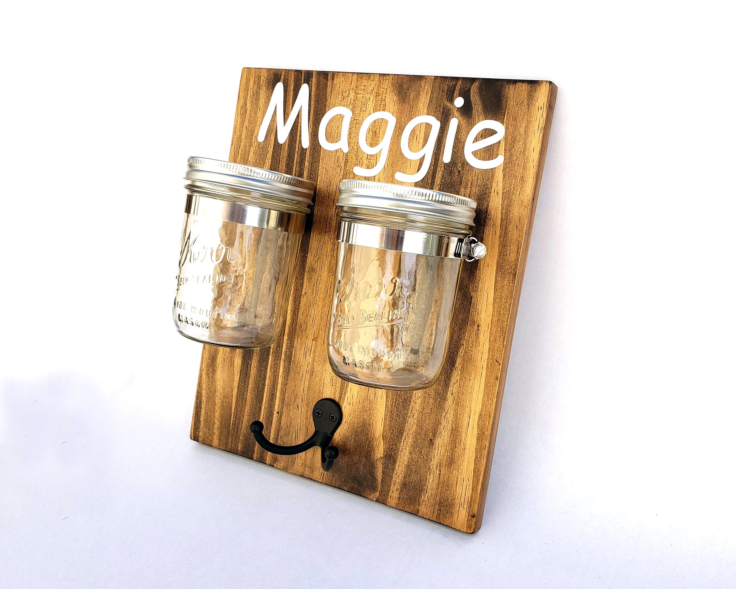 Personalized Wall Mounted Mason Jar Dog Treat and Leash Holder Etsy