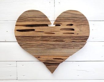 Wall Mount 18x16 Stylized Wood Heart / Reclaimed Wood Rustic Home and Nursery Decor / Valentines Day Gift