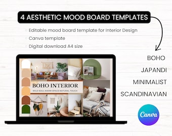 Canva Mood Board Template | Editable Client Presentation & Branding Kit for Interior Design