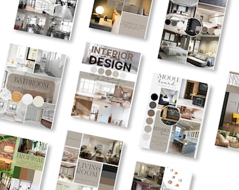 Plantilla de Canva para panel de inspiración de interiores / Panel de visión de diseño de habitaciones y kit de marca