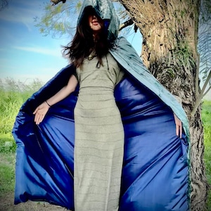 Hooded Cloak // Floor Length // Crushed Velvet & Satin Lined // Matching Belt Purse // Storage Bag