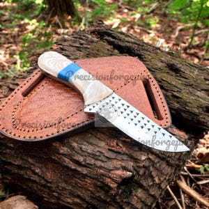 Handmade Rasp Steel Cowboy Skinning Knife With Pancake Leather Sheath, Cowboy Knife For Gift, Gift For Fathers Day, Anniversary, Christmas