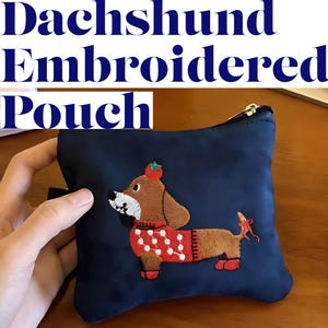 Monedero de gamuza con cremallera y bordado de animales, minibolso con cremallera, regalo para ella, regalo para madre, neceser, neceser.