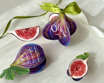 Segnaposto con fico, menù di nozze con frutta viola, numero di tavolo pieghevole (Canva modificabile, download digitale stampabile)