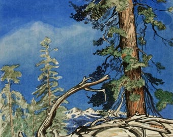 Chiura Obata Print: Porcupine Flat Landscape Art