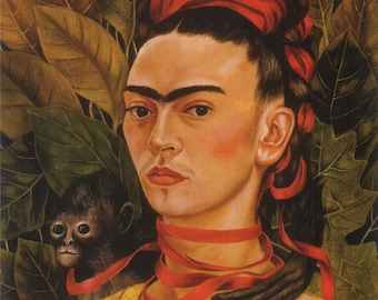 Frida Kahlo Self-Portrait with Monkey: Fine Art Print