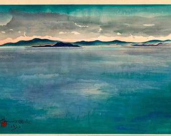 Mono Lake Fine Art Print by Chiura Obata: Before the Rain